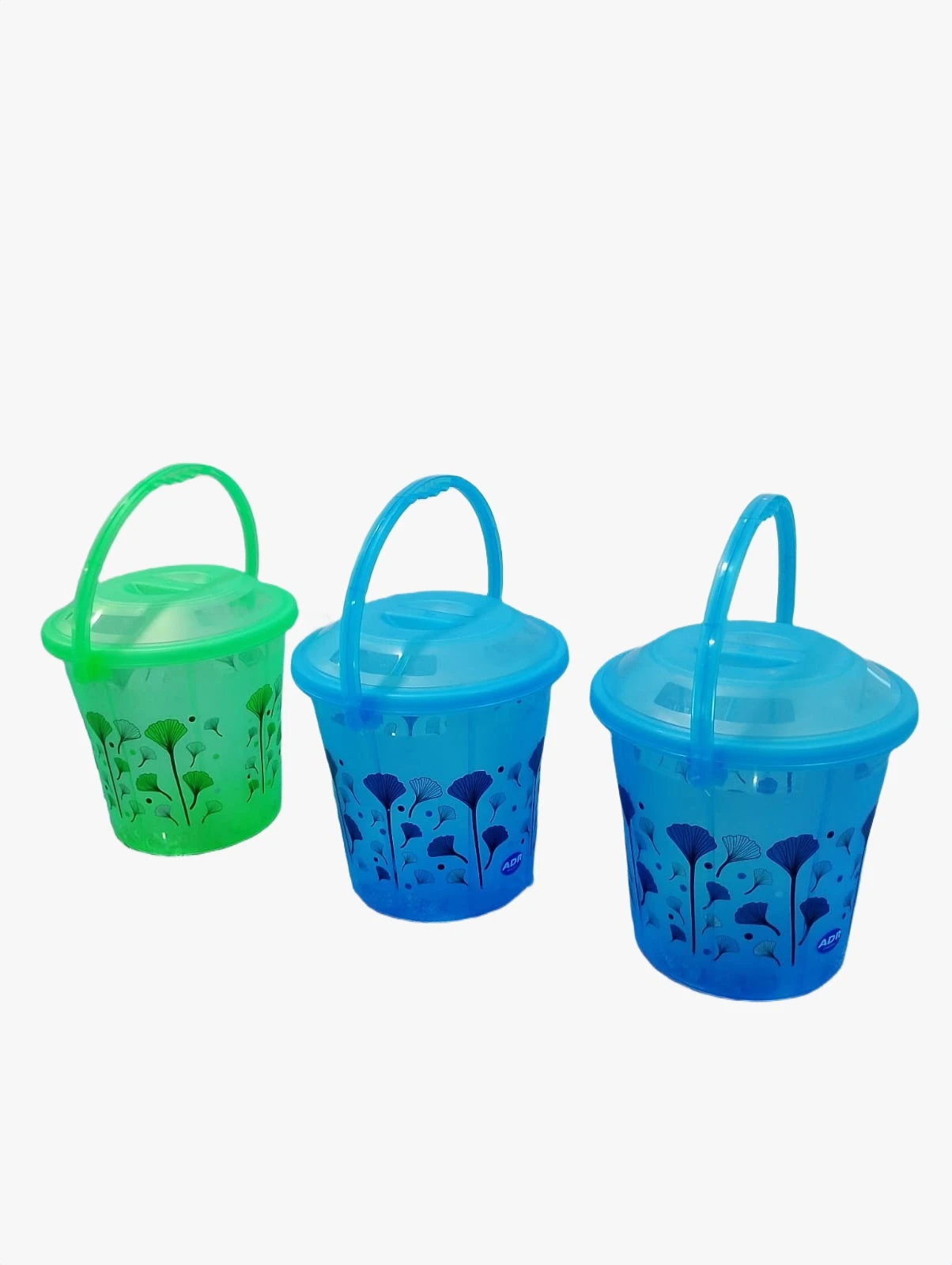 Combo of 3 Plastic Container Buckets - Blue & Green 7 L